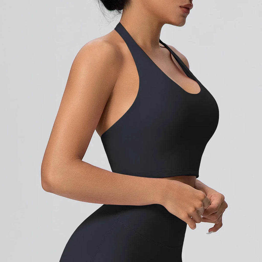 Sexy Gym Women's Sports Bra Breathable Hanging Neck Backless Sports Bra Women's Comfortable Exercise Pilates Training Yoga Top