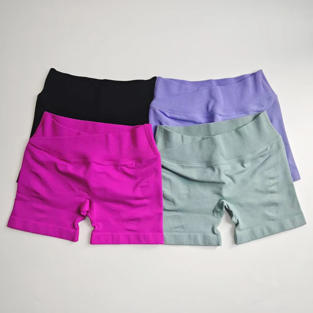 NCLAGEN Vision Shorts | 4.5" Gym Clothes Women Seamless Leggings Waist Cross Fitness Scrunch Booty Tights Running Cycling Shorts