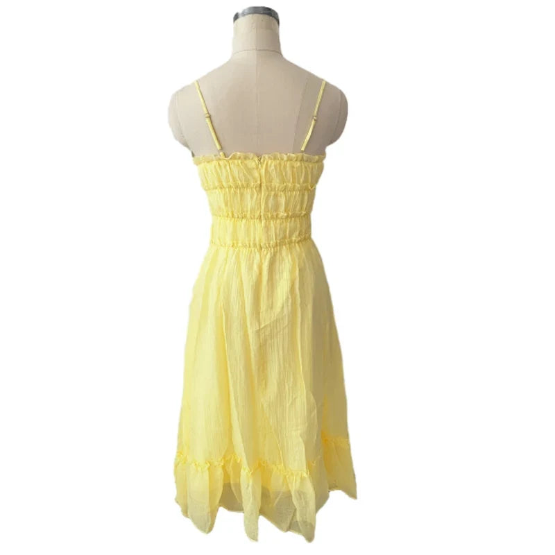 Foridol Spaghetti Strap White Sundress Flounced Edge Women's Dress Summer Beach Style Maxi Dress Bowknot Boho Vestidos 2025