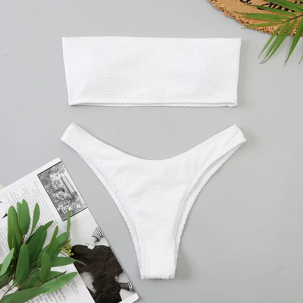 Velvet Bikinis 2025 Women Brazilian Bandeau Swimsuit Solid Sexy Swimwear Female Beachwear Bathers Bathing Swimming Swim Suit