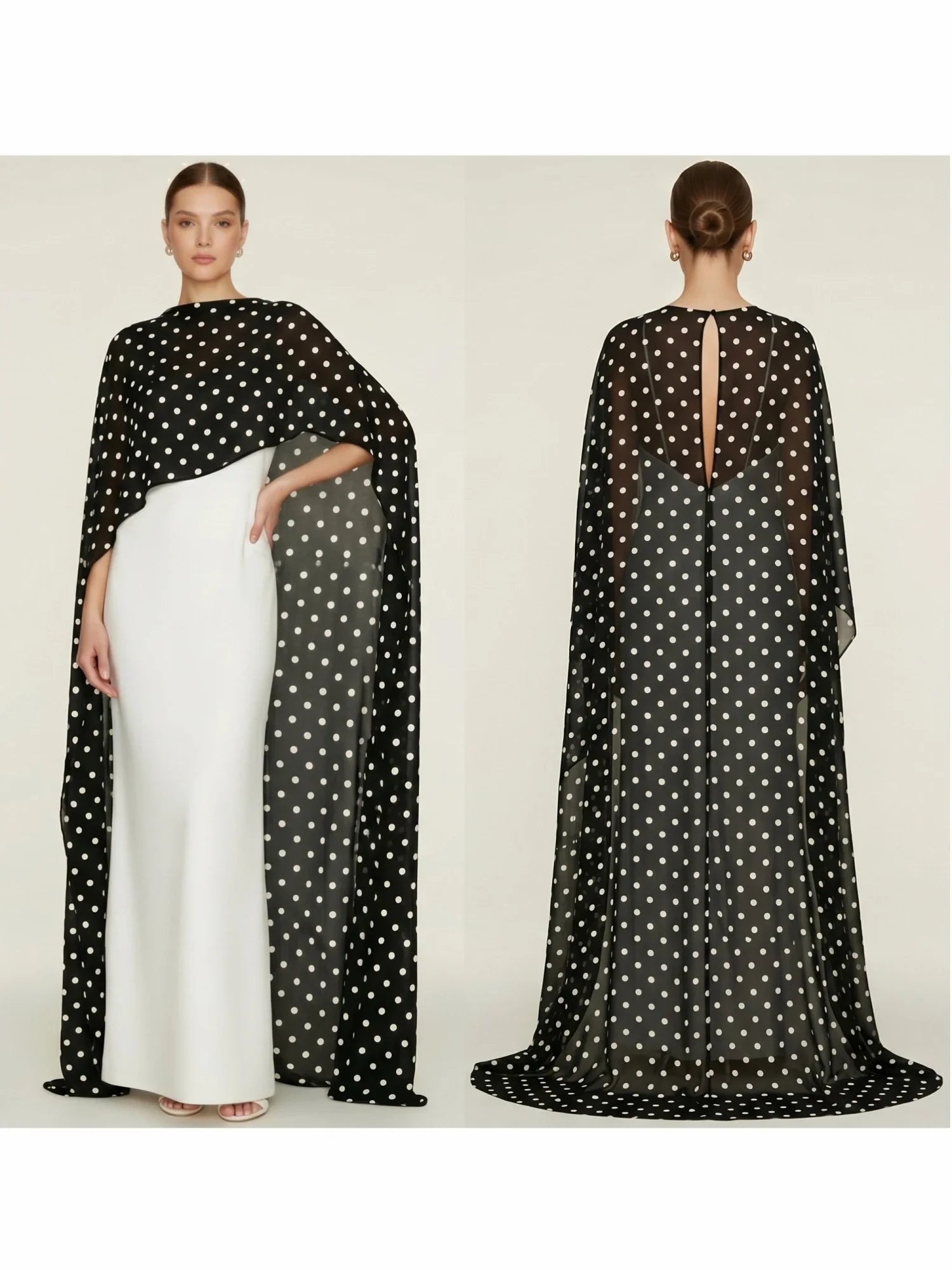 Women's Sheer Chiffon Cape Bat Sleeve Floor Length Shawl Elegant Cover Up Tops Party Evening Cape Blouse f