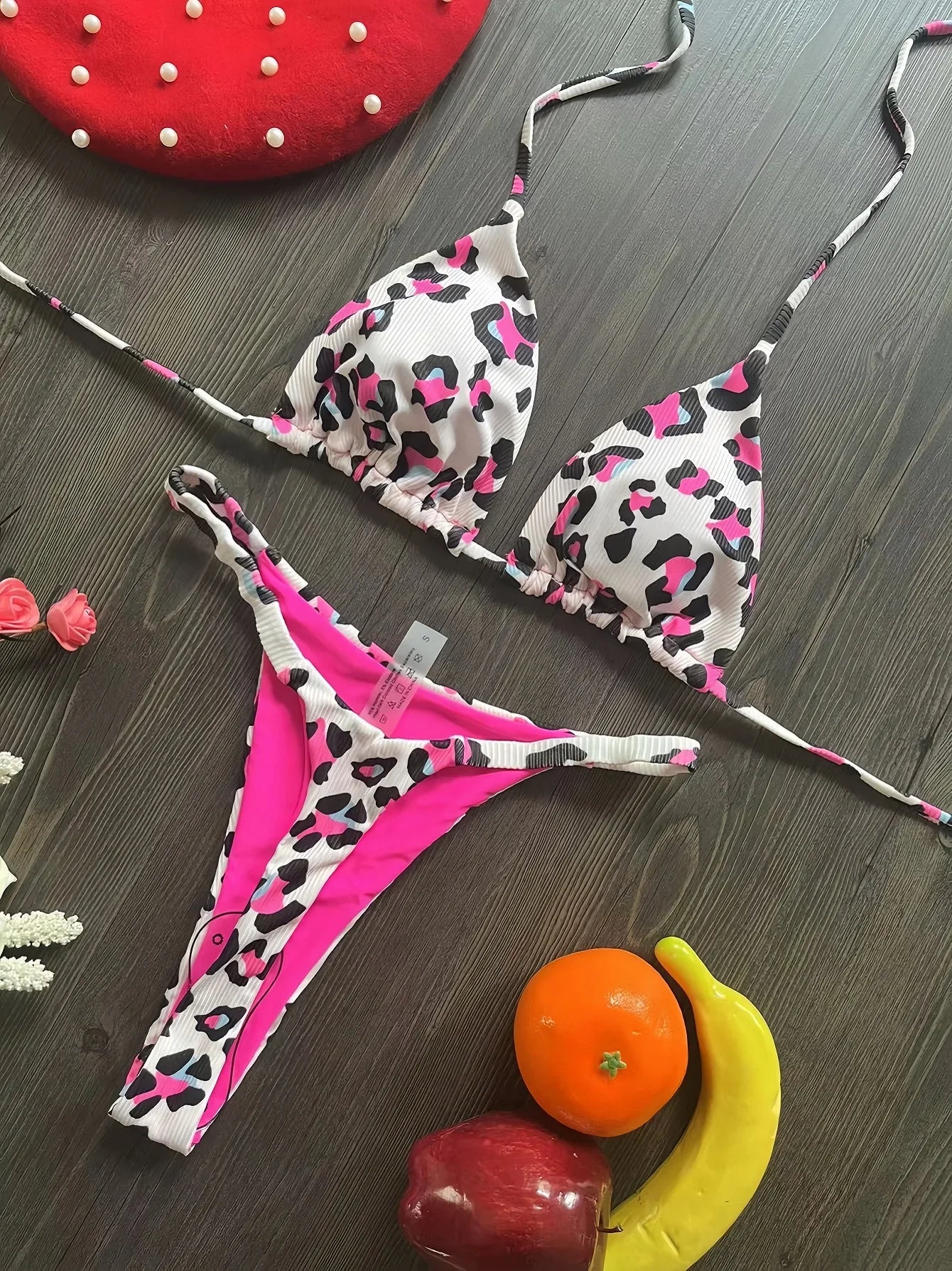 New Women's Bikini Split Print Swimwear Fashion G-string Beach Holiday