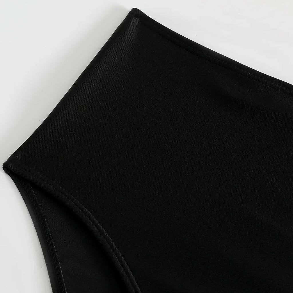 2026 Summer New Women Bikini Swimming Trunks,Solid Color Black Sexy High Waist High Elasticity Bottoms,Beach Swimwear Briefs