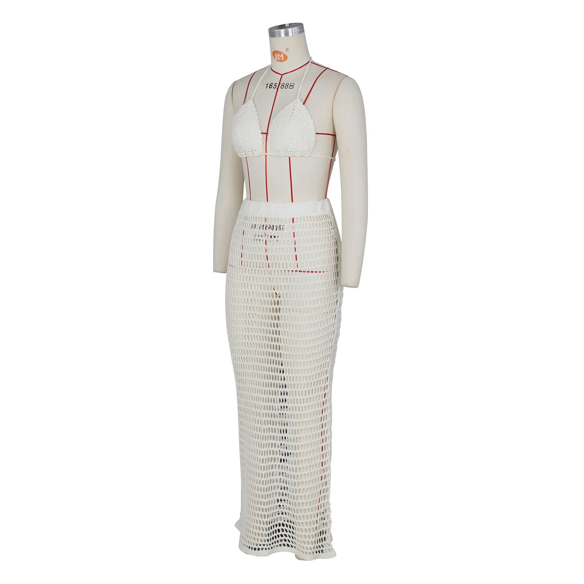 DEKA Beach Cover Up High Split Crochet Knitted Tunic Beach Dress Beach Wear Beachwear Women Long Knit Hollow Tassels Skirt Suit