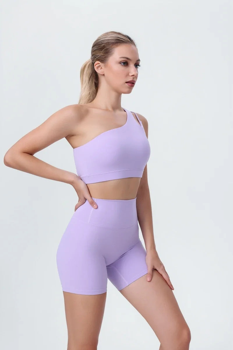 DIA FIT JOY Yoga Sports Bra Single Shoulder Irregular Strap Naked feel Sensation Beautiful Back Design Comfortable Breathable