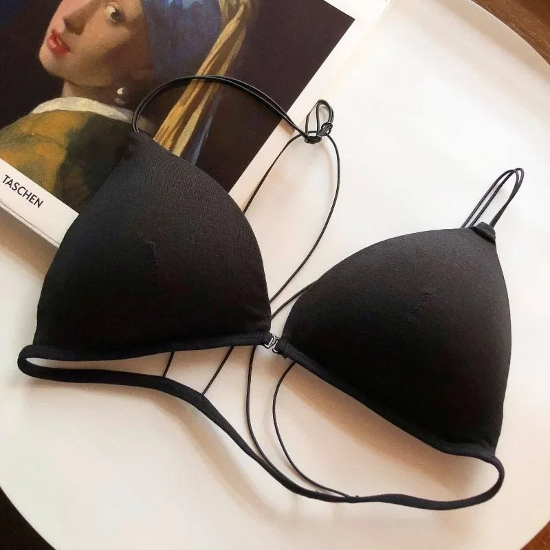 MOYISU Desire Sexy Girl Underwear Front Buckle Thin Shoulder Triangle Cup Thin Back Without Underwire Sexy Simple Bra Small Bra
