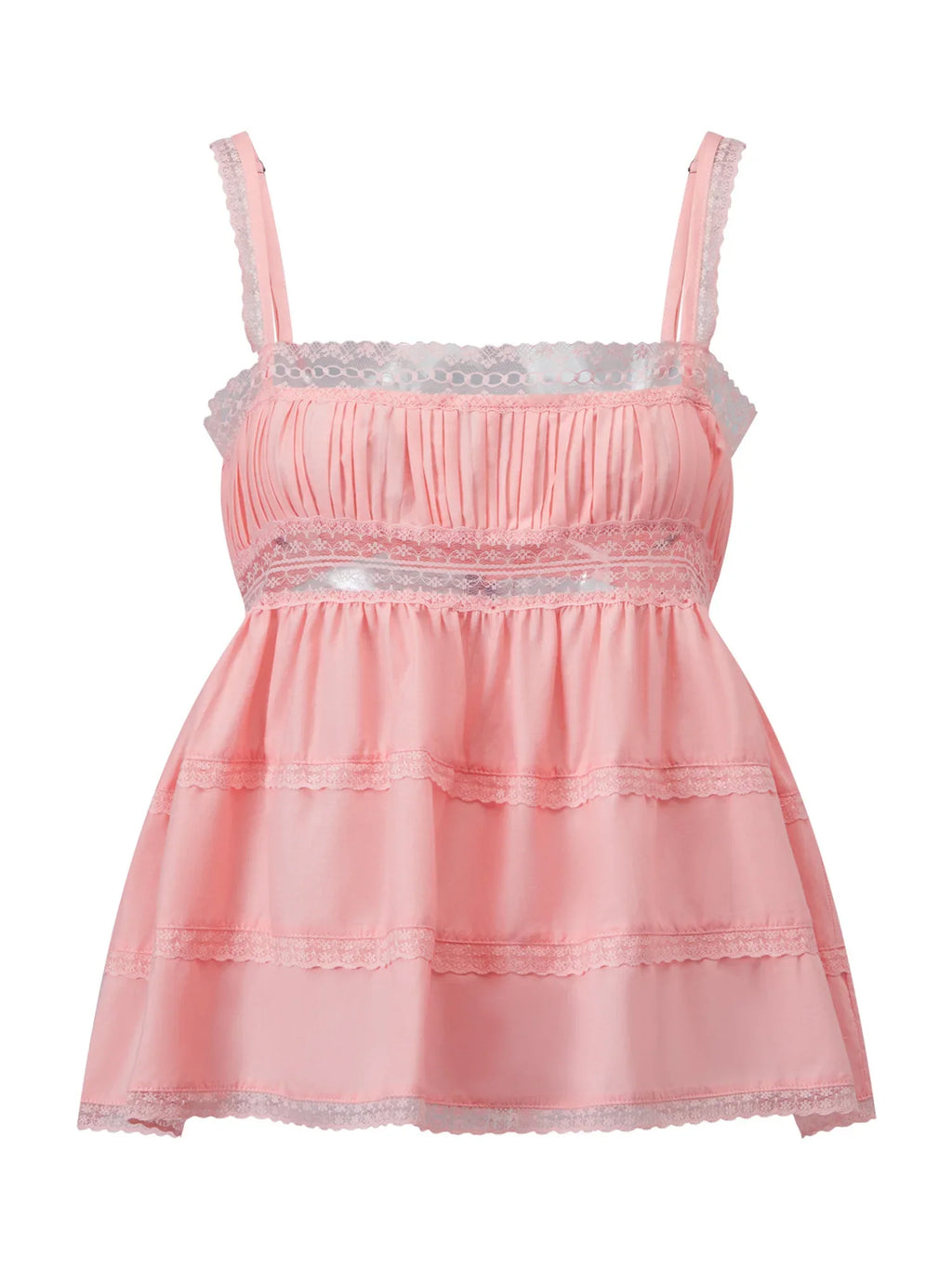 Women's Solid Color Babydoll Tank Tops Summer Stylish Lace Trim Loose Hem Square Neck Spaghetti Strap Sleeveless Camisoles