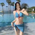 New Blue Plaid Bikini Set Cute Sea Vacation Four-Piece Suit Separate Design High Quality Girls Pure Desire Cross-Border Item