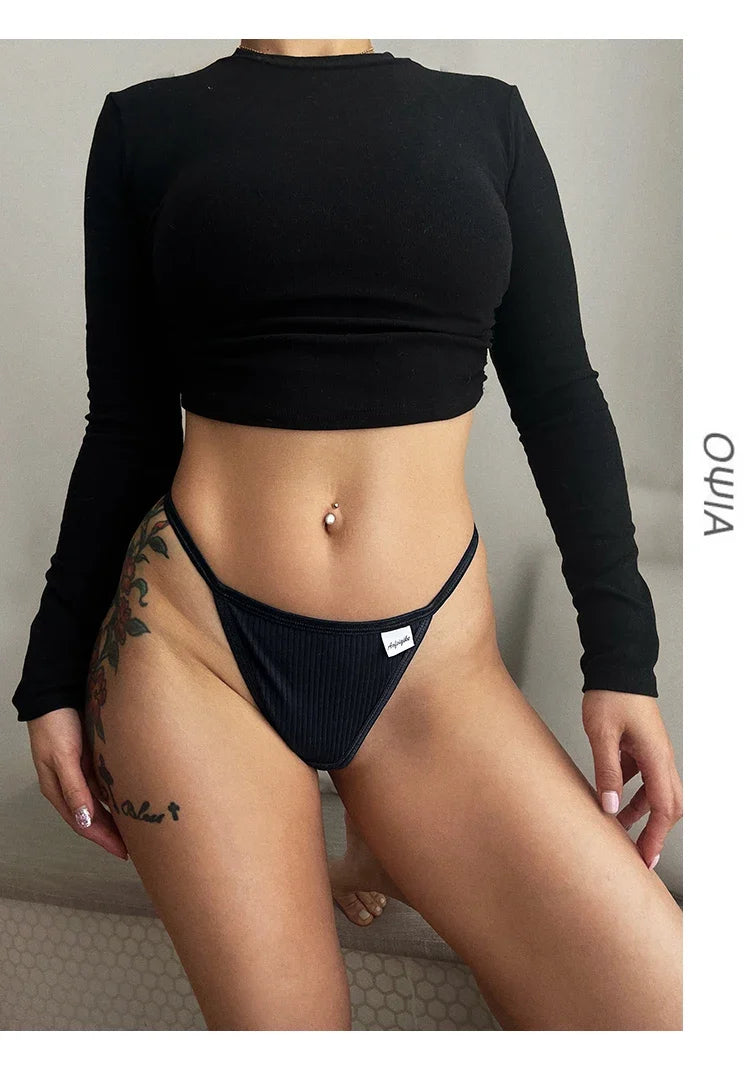 Cotton  Sexy Women's Panties Simple Thongs Lingerie Briefs Female Underwear Sports G-Strings Hot T-Back Breathable Underpants