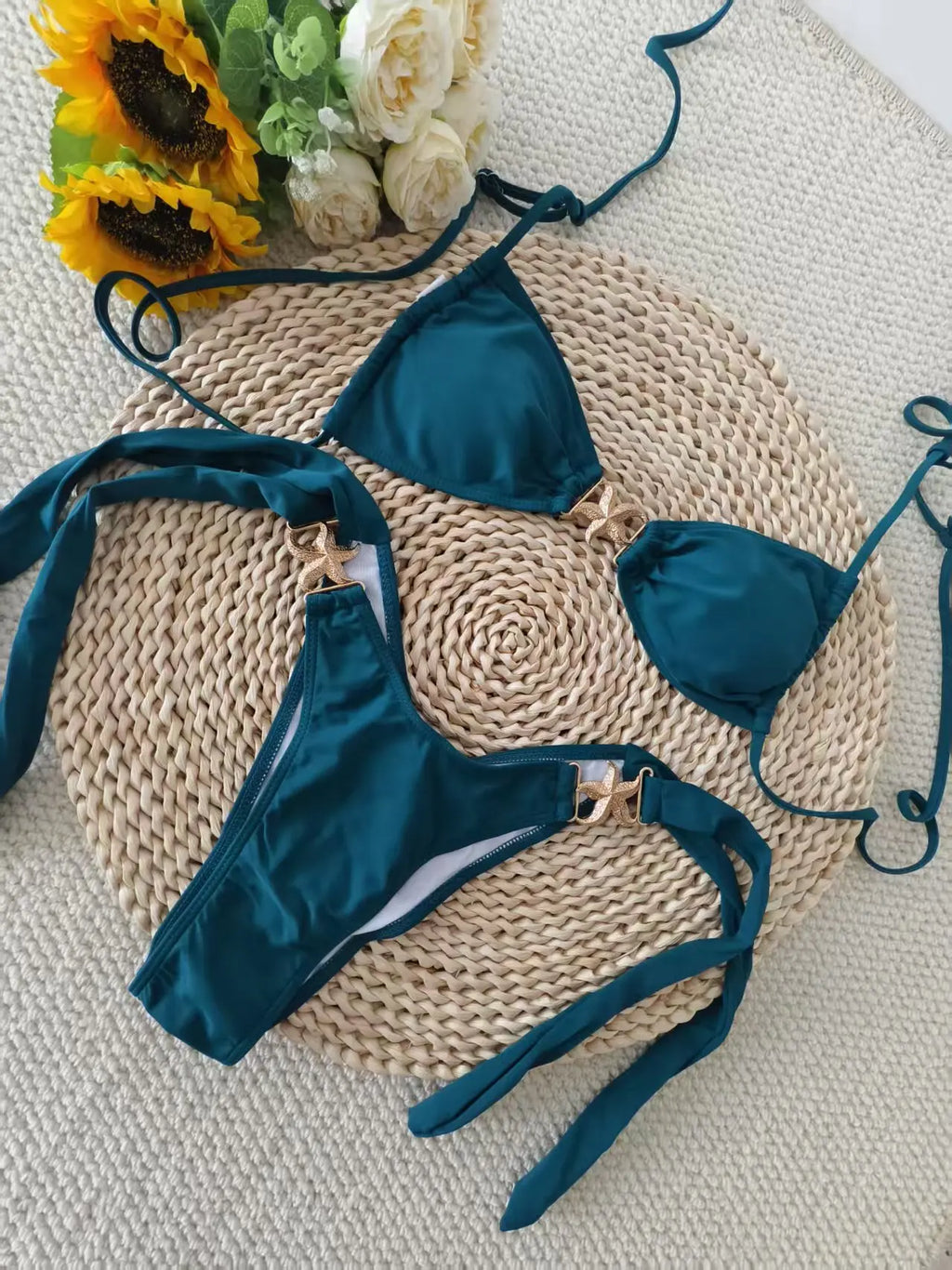 2026 Starfish Strappy Thong Bikini Women Swimwear Female Sexy Swimsuit Solid Bathers Bathing Swimming Swim Suit Beachwear