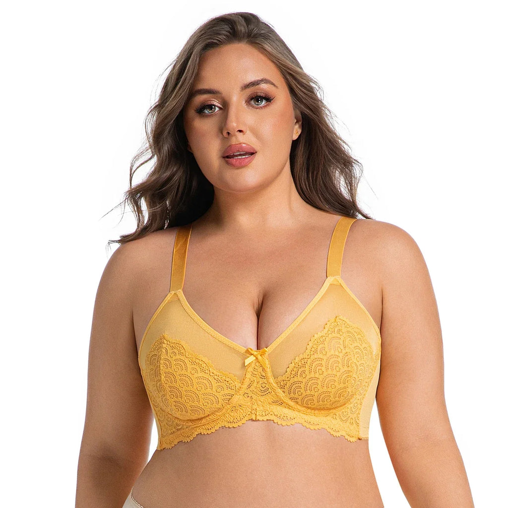 Women's Floral Lace Buckle Front Wireless Bra,Breathable Comfortable lingerie Top for Daily Wear,Women's Lingerie for All Season