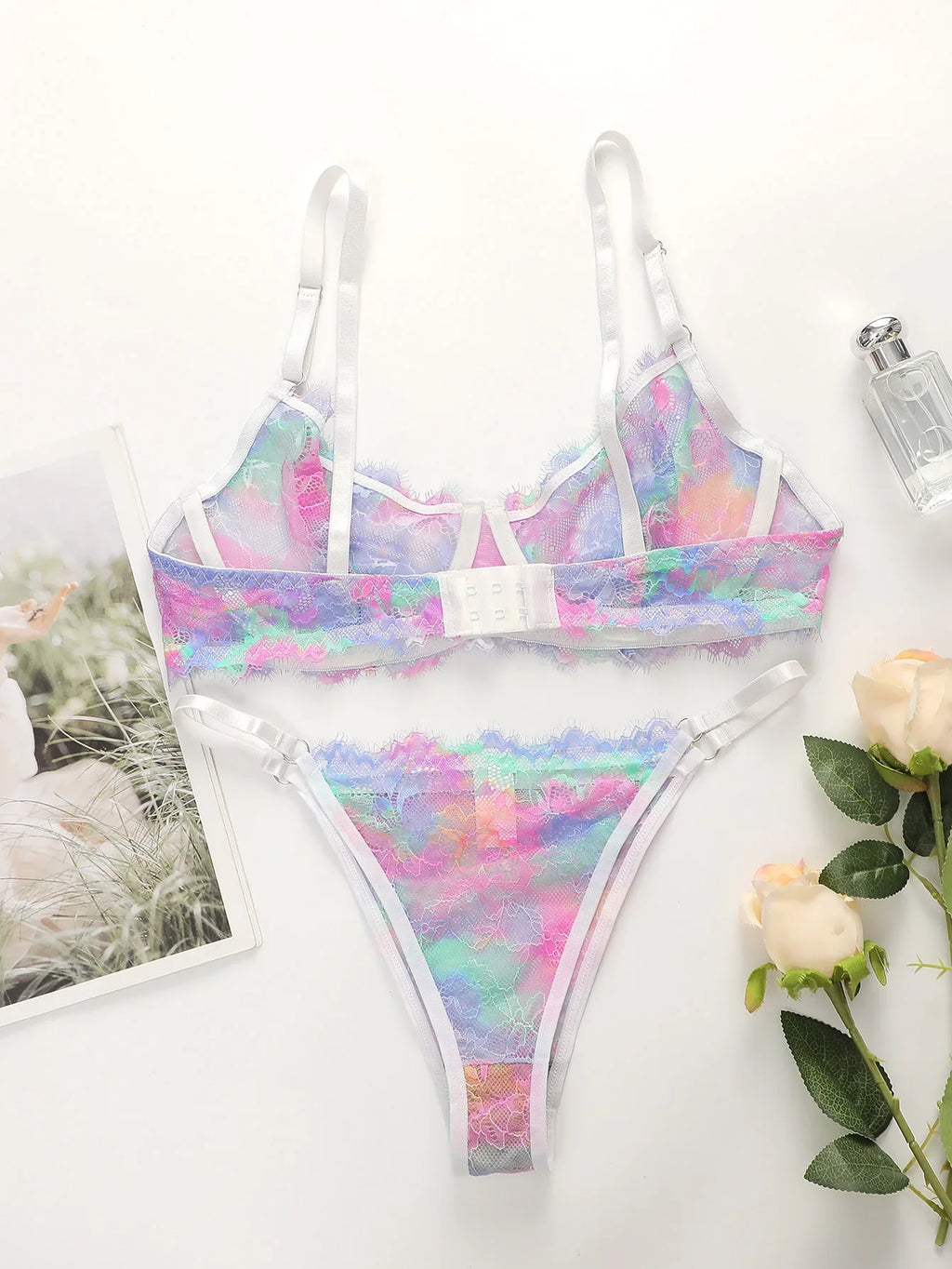 High Quality New Women's Underwear Beautiful Colored Bra Super Thin Lace Ladies underwear set Sexy Lingerie YS024