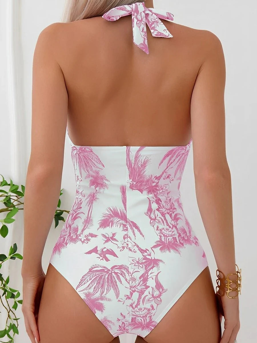 2026 Ruched Halter Swimsuit One Piece Swimwear Women Sexy Bathers Bathing Swimming Swim Suit Female Beachwear