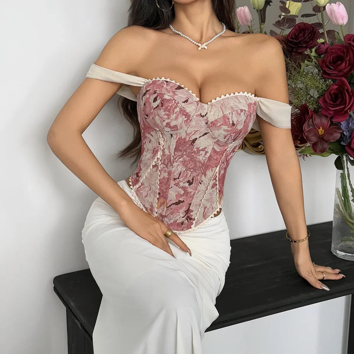 Phantasy Vintage Strap Floral Print Tank Top Women French Style Pink Camisole Lady Elegant Blue Vest 2026 Summer Party Dress up