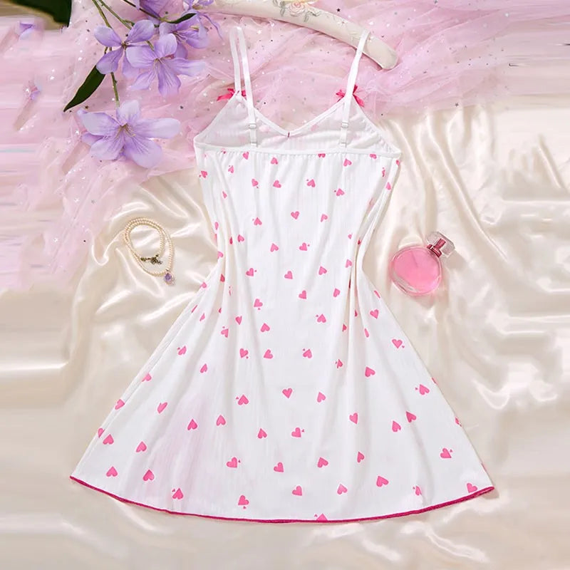 V-neck Luxury Pajama Set With Thong Women Nightgown For Sleeping Hot Femme Sleepwear Summer Sleeveless Sleep Dress Holiday Gifts
