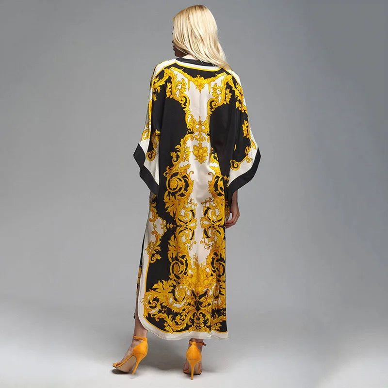 2026 Women Swimsuit Beach Cover Up dress Sleeve Kaftan Beach Tunic Long Pareos Bikinis Cover ups Summer Robe Plage Beachwear