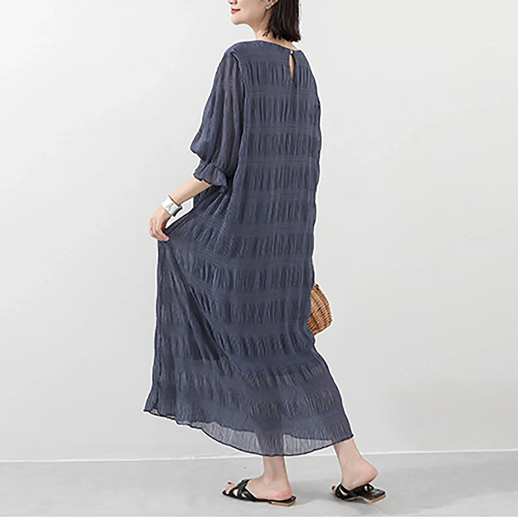 Long Dresses For Women Casual Summer Trendy Boho Style Pleated Cover Up Vestidos Daily Wear High Quality Elegant Maxi Dress