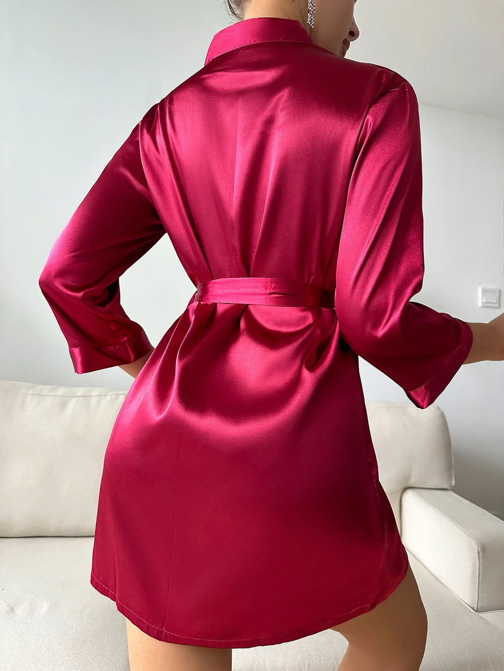 Women Summer Pajamas Elegant Lace up Bathrobe Fashion And Sexy Sleepwear For Home Wear