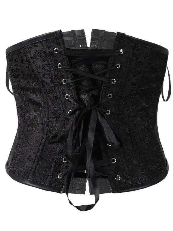 Sexy Leather Tight Corset Jacquard Waist Cincher Bust Support Shapewear New Lace-up Court Casaul Elegant Style Corset B8RO