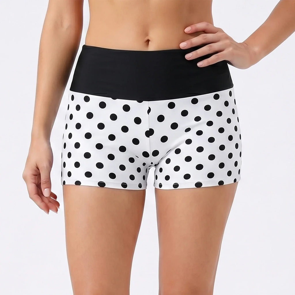 Summer Women's Dot Print Mini Casual Shorts Elastic High Waist Fold Over Slim Fit Shorts 2026 Fashion Going Out Daily Sporty