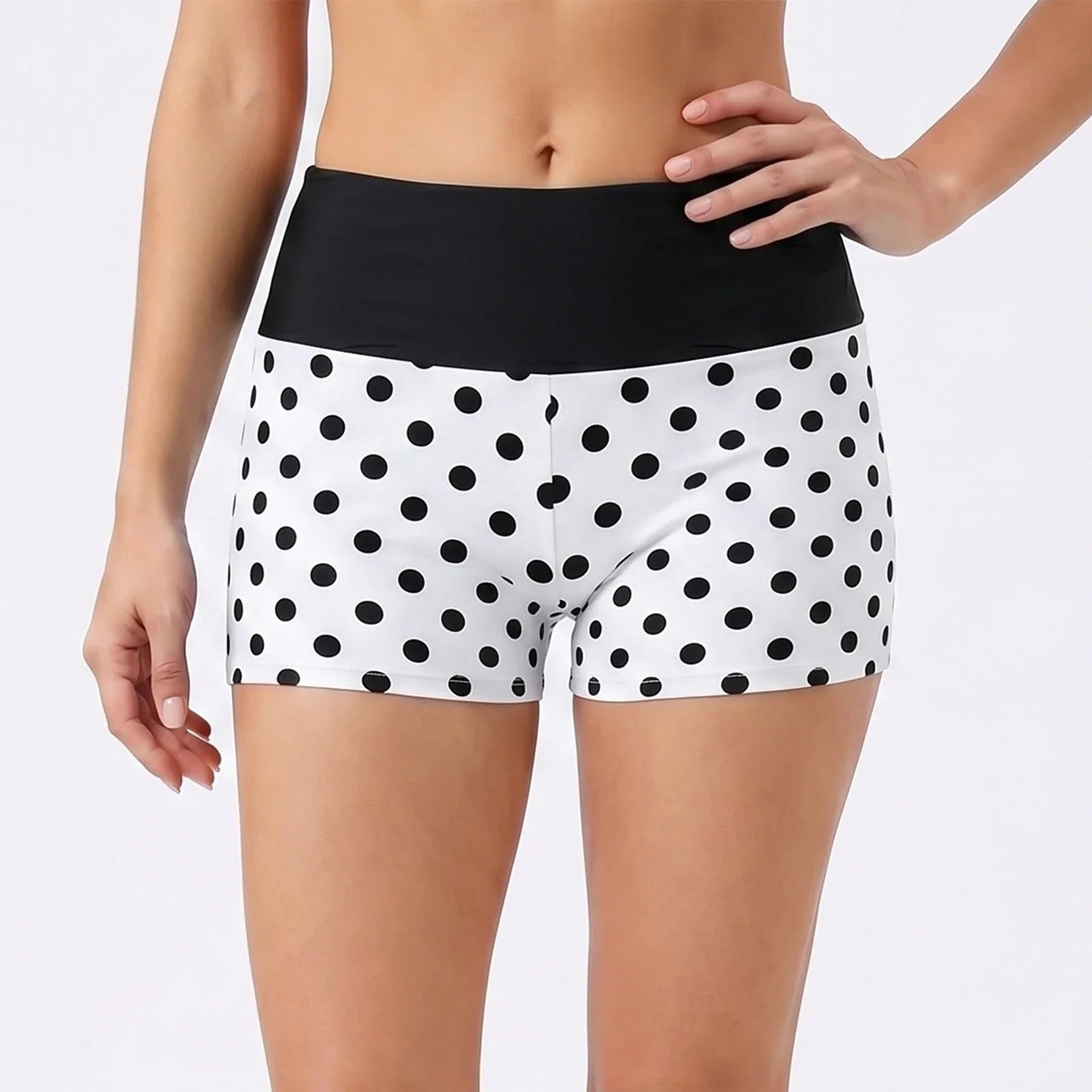 Summer Women's Dot Print Mini Casual Shorts Elastic High Waist Fold Over Slim Fit Shorts 2026 Fashion Going Out Daily Sporty