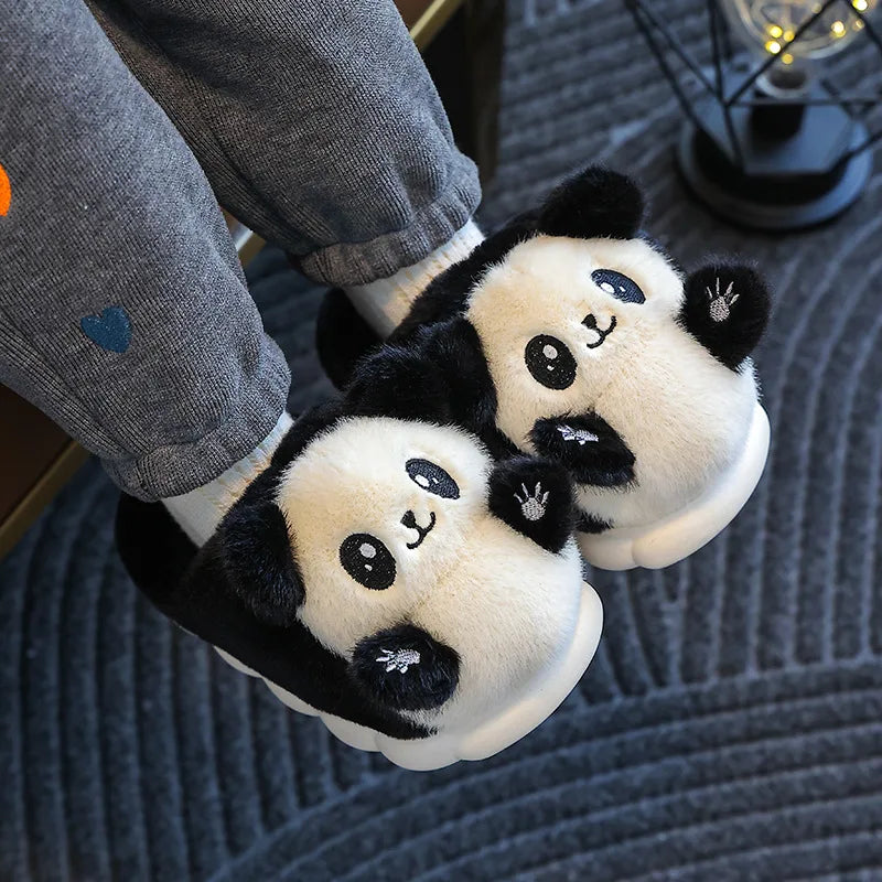 Cartoon Panda Plush Pajamas Robes Anime Adult Nightgown Winter Long Sleeve Night Dress Halloween Party Comfy Kawaii Girl Slipper