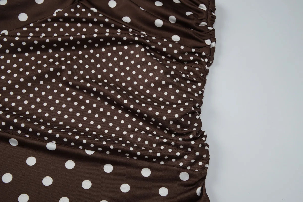 FDYOUI Y2K Polka Dot Tank Tops Streetwear Women Sexy Halter Neck Sleeveless T-shirt Brown Camisoles 2026 Summer Backless Corset