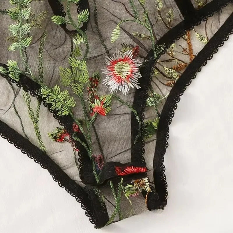 Toucheart Sexy Lingerie Embroidery Underwear Hollow Lace One-piece Suspender Nightgown Transparent Porn Sexy Female Lingerie New
