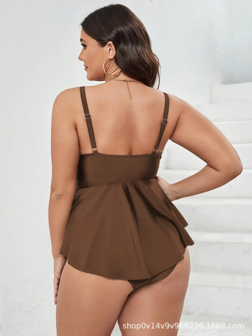 VigoJany 2026 Solid Patchwork Plus Size Tankini Women Push Up High Waist Big 2 Piece Swimsuit Backless Beach Large Bathing Suit