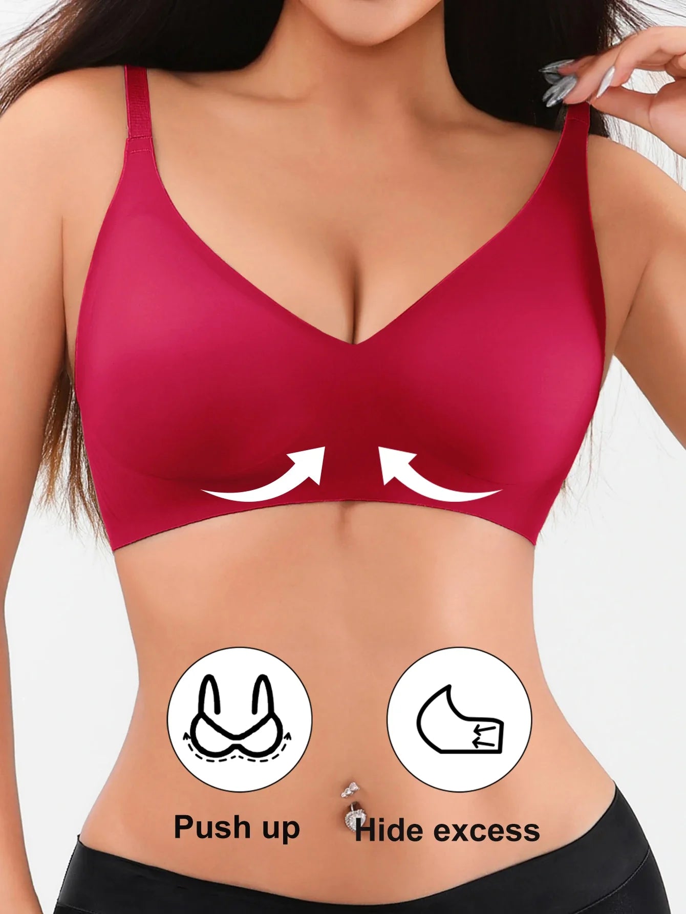Seamless Jelly Glue Lady Bra Wire Free Brassiere Adjustable Anti-sagging Women Underwear Female Push Up Padded Lady Bralette