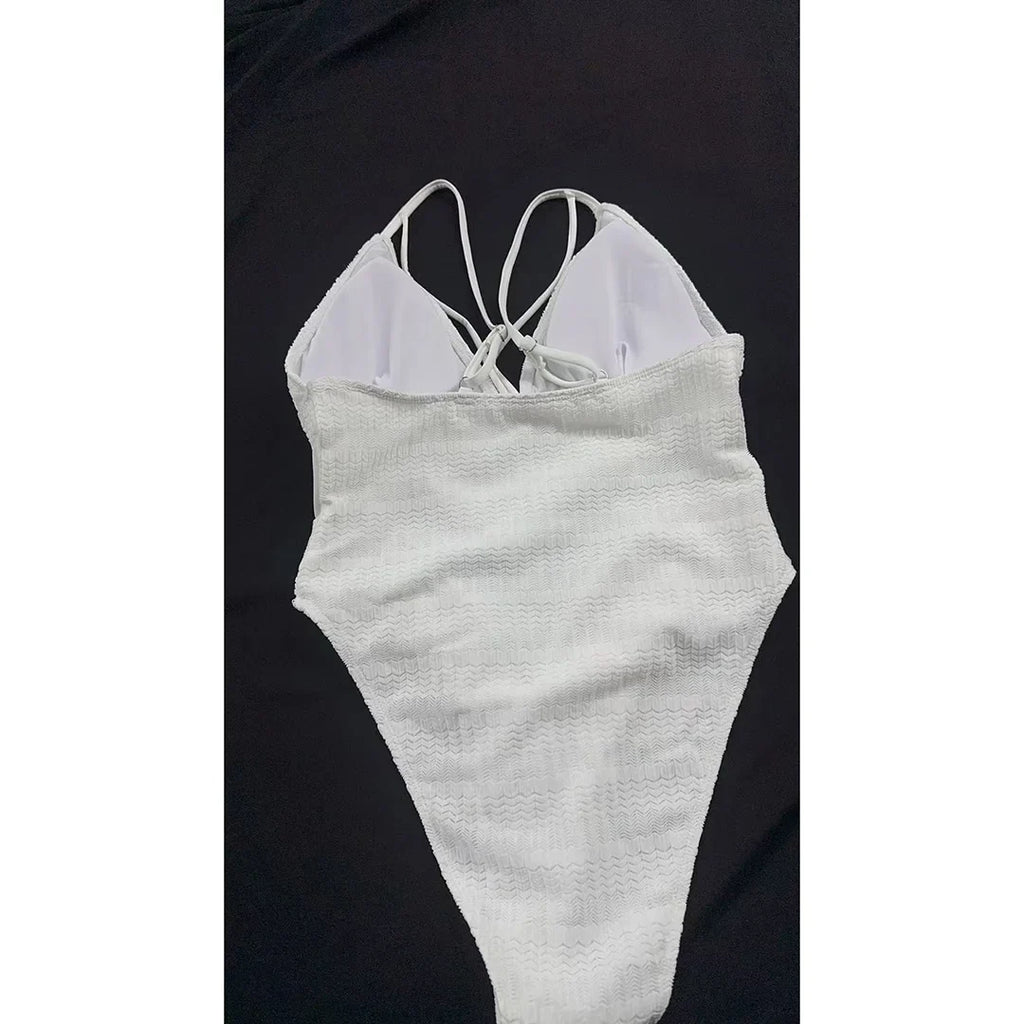 S - XXL 5 Colors V Neck Mesh Sheer Women Swimwear One Piece Swimsuit Female High Leg Cut Monokini Bather Bathing Suit Swim V6168