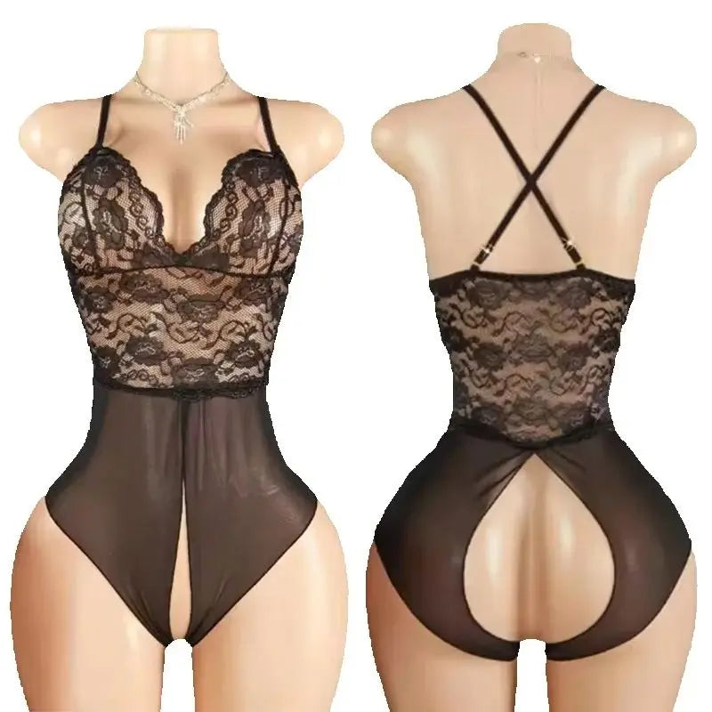 Sexy Erotic Open Bra Open Crotch Lenceria Mesh Lace Underwear Women Intimate Lingerie Crotchless Bodysuit Sexy Costumes