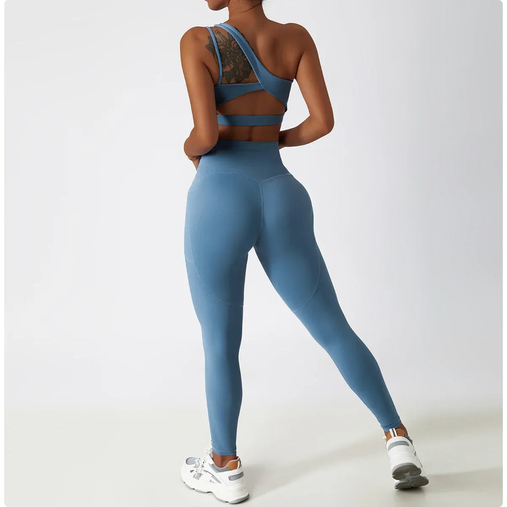 Comfort Single Strap Yoga Bra Chest Pad Running Sports Bra Gym Top Women Stretch Pull Up Underwear Women Vest Fitness Tank Top