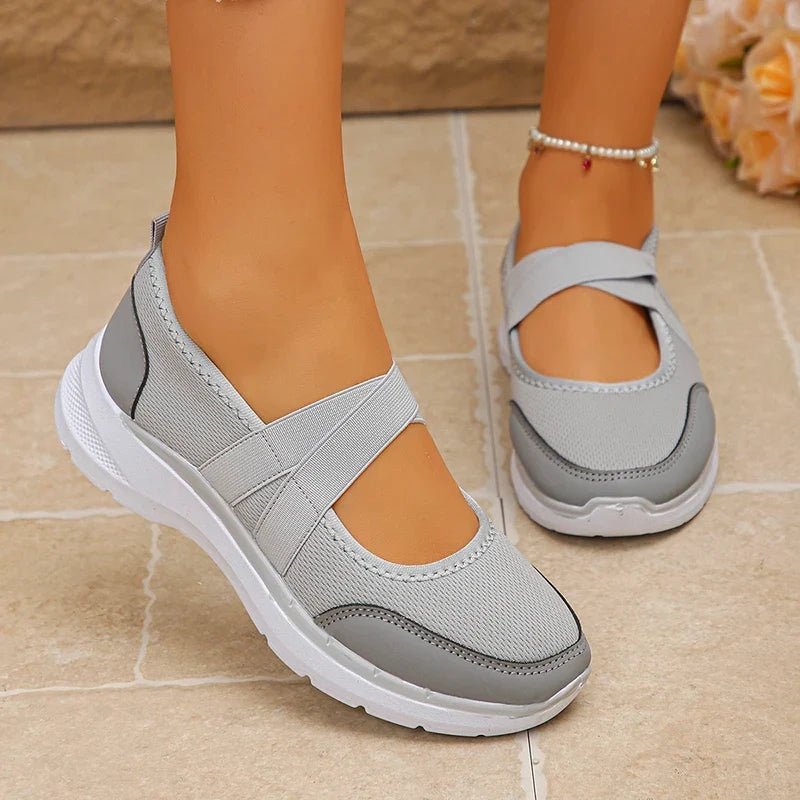 Spring Summer Breathable Flats Women Plus Size 43 Slip On Platform Sneakers Woman Comfortable Soft Non Slip Casual Shoes Female