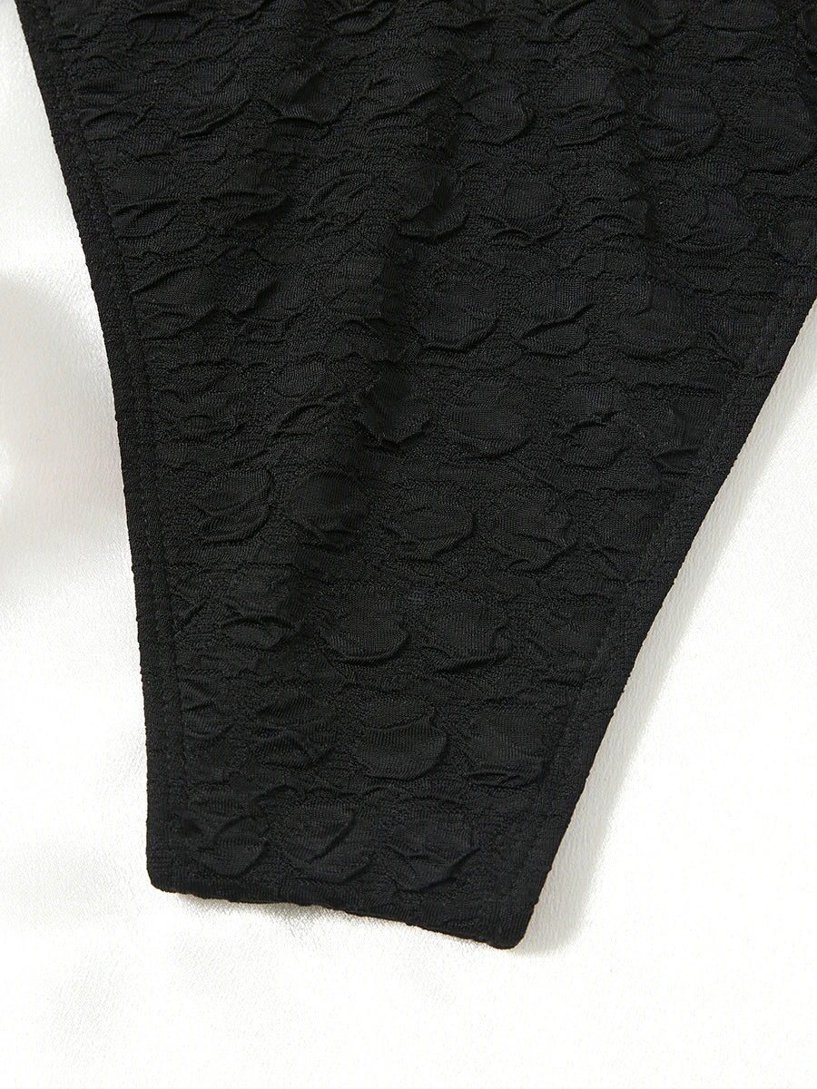 2025 Halter Bandeau Bikini Solid Swimwear Female Sexy Swimsuit Women Bathers Bathing Swimming Swim Suit Beachwear
