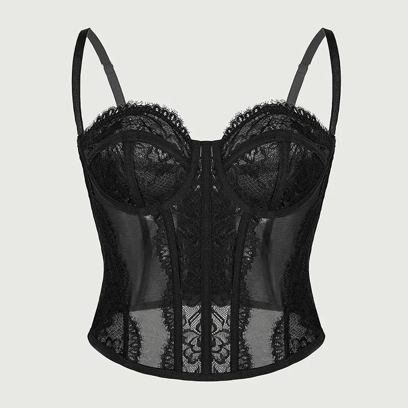 Sexy Lace Fishbone Corset Waist Cincher Casaul Style Tight Camisole Vest Outerwear For Women Backless Sleeveless Charming NPNV