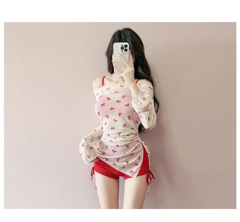 New Swimsuit Women's Split Three Piece Set Covers The Belly and Looks Slimmer, Gathers Small Breasts, Ins Style Hot Spring Bath