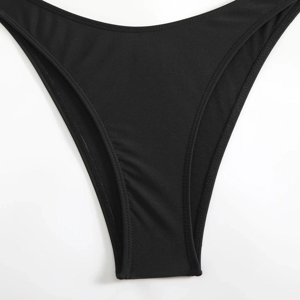 Halter Pearls V-Bar Underwired Bra Cup Bikini Women Swimwear Female Swimsuit Two-pieces Bikini Set Push Up Bathing Suit Swim