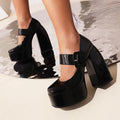 Spring and Autumn New Styles Fashion Round Head High-heeled Women's Shoes Shallow Mouth Buckle Square Heel Mary Jane Women Shoes