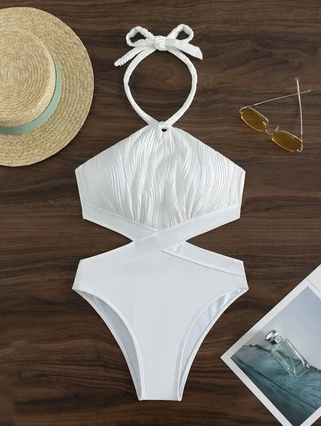 Sexy One Piece Swimsuit 2024 Women Black White Hollow Out Backless Beach Bodysuit Brazilian Bathing Suit Tummy Control Beachwear