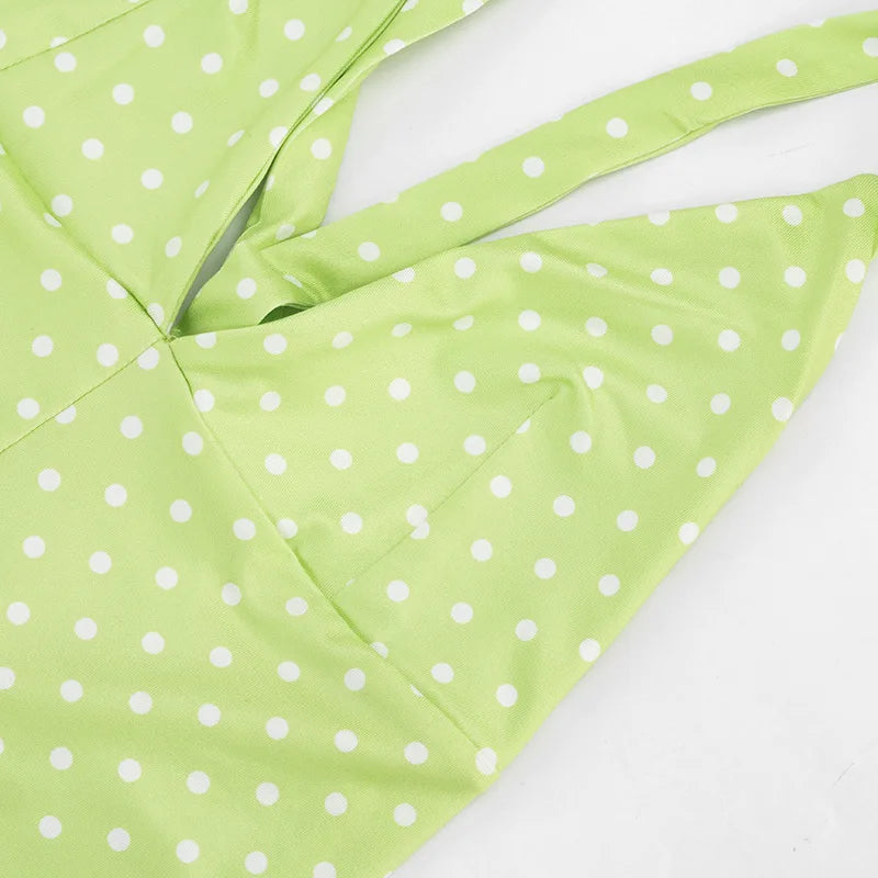 Women Halter Shorts Jumpsuits Summer Polka Dot Print V-Neck Backless Bodysuits Casual Sleeveless Rompers Club Streetwear