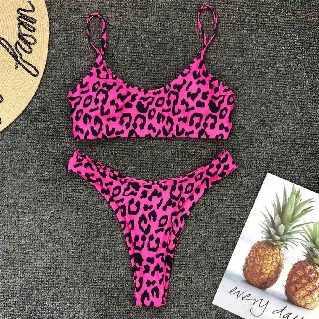 14 Color S - XL Sexy Leopard Bikini Women Swimwear Female Swimsuit Two-Pieces Bikini Set Brazilian Bather Bathing Suit Swim V871