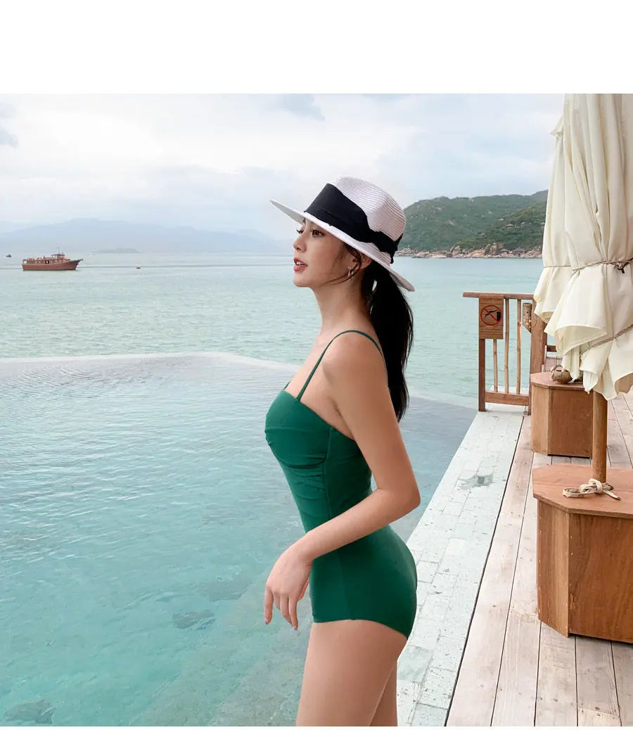 New One-piece Swimsuit Women Japan and South Korea Twist Bag Sexy Big Breasts Gathered Swimsuit