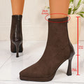 Sexy Pointed Toe Thin High Heels Boots Women Fashion Back Zipper Platform Ankle Boots Woman Super High Heeled Short Booties 42