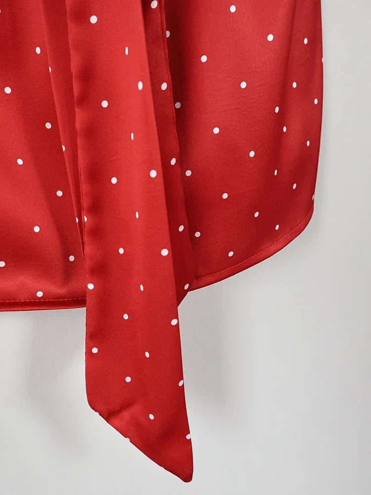 Phantasy Office Lady Polka Dot Tanks Eleghant Halter Black Top Women Sexy Lace up Sleeveless Red Vest 2026 Summer Clothing