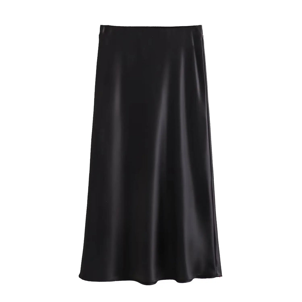 Foridol Autumn Winter Burgundy Satin Skirt Women Party Silk Skirt High Waist Straight Long Faldas Mujer Christmas Skirt