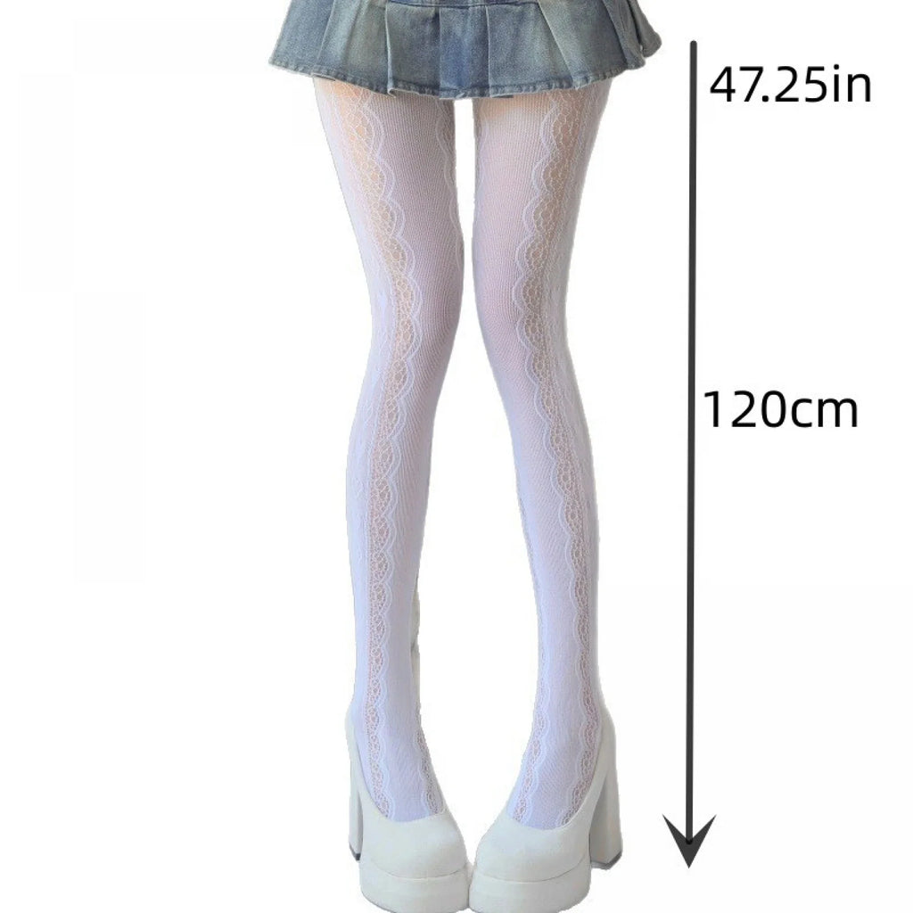 Women Y2K Lace Tights Stocking Elastic Fishnet Tights Pantyhose for Dress Date Club Cosplay Leggings Party Streetwear