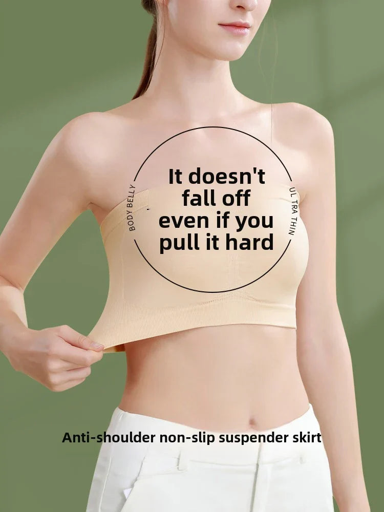 Women’s Strapless Seamless Tube Top Bra Anti-Slip Wireless Bandeau for Summer Outfit