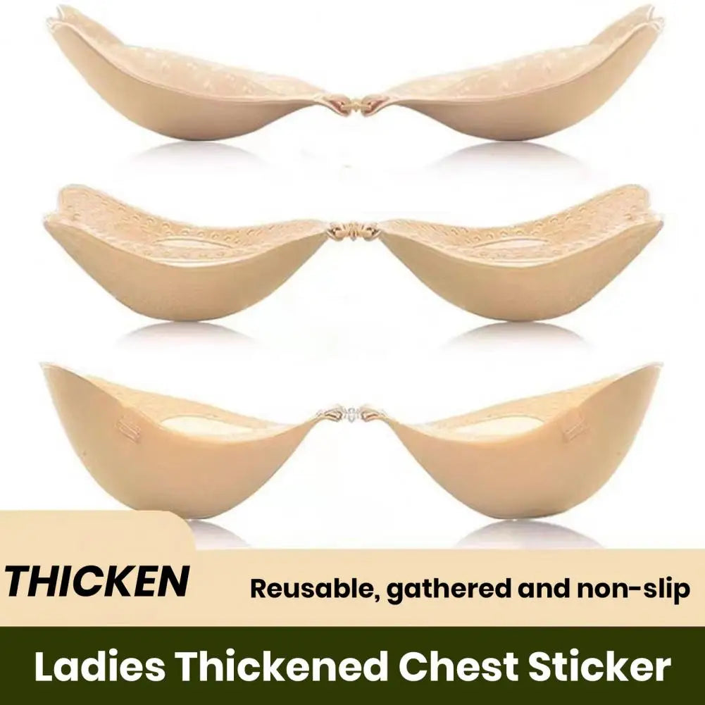 Women Silicone Chest Pad Anti-slip Invisible Thickened Breast Support Sticky Pasties Nipple Covers Strapless Adhesive Bra