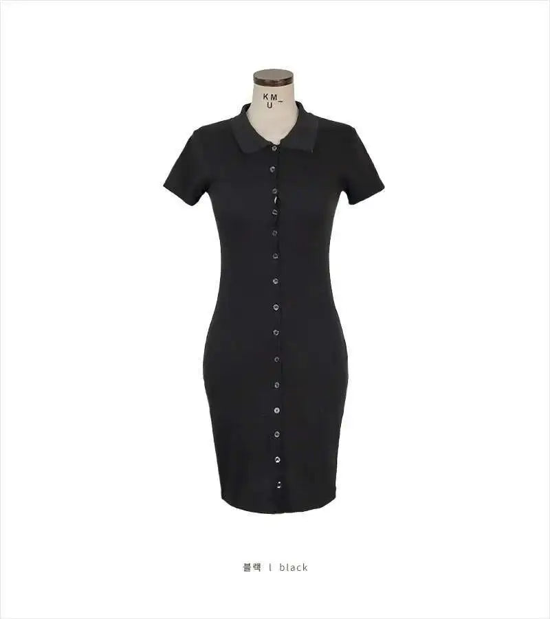 South Korea 2023 New Spring/Summer Dress Small Sexy Slim Fit Temperament Tight Short Sleeve Slim Wrap Hip Short Dress IDEI